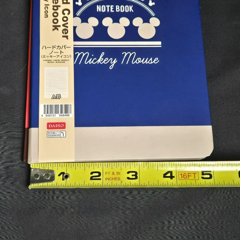 DAISO Japan Disney Mickey & Minnie Mouse Hard Cover Notebook B6 Red Blue 70pgs